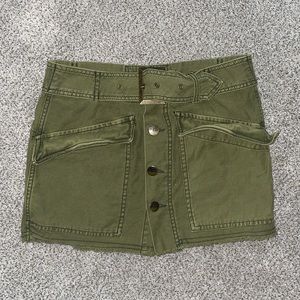 Free People cargo mini skirt, size 0, army green